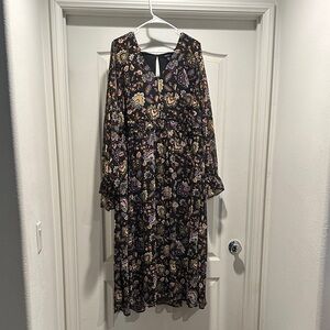 Torrid Black Floral Long Sleeve Dress